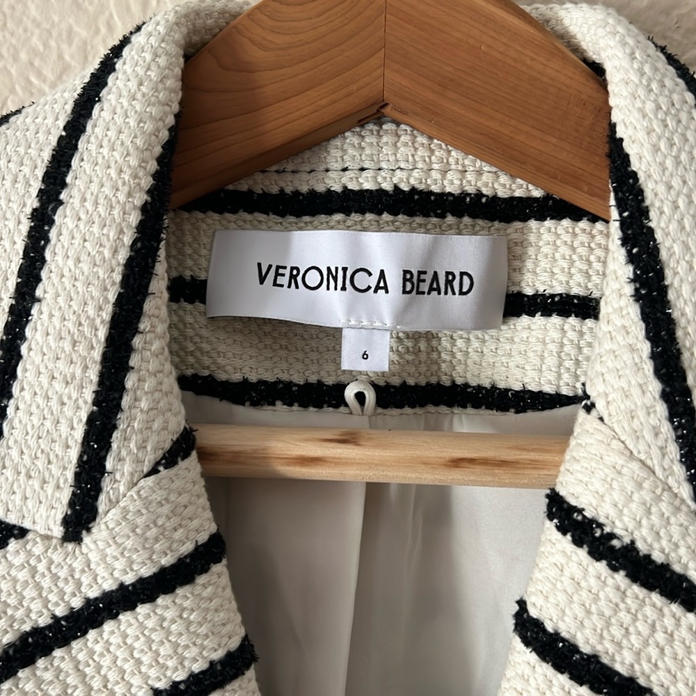 Veronica Beard Jenny Blazer Stripe Short Sleeve Cotton Blend Dickey Jacket sz 6 - Picture 11 of 16